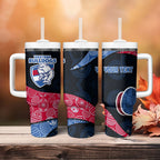 Personalized Western Bulldogs Football Tumbler With Handle Easter Egg Pattern Red Blue Tribal Dot Art Style