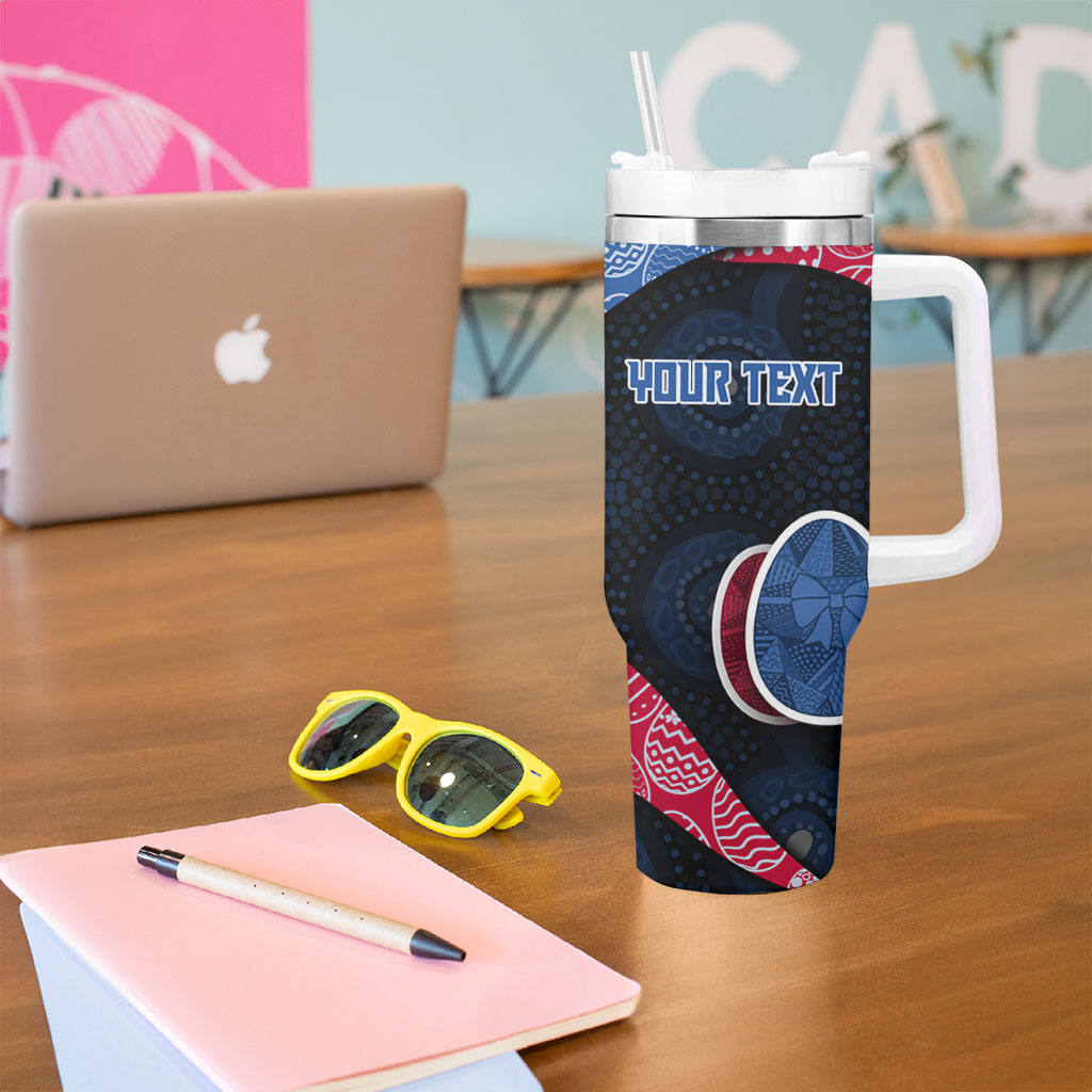 Personalized Western Bulldogs Football Tumbler With Handle Easter Egg Pattern Red Blue Tribal Dot Art Style