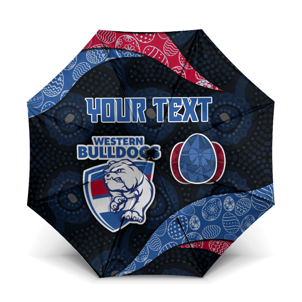 Personalized Western Bulldogs Football Umbrella Easter Egg Pattern Red Blue Tribal Dot Art Style