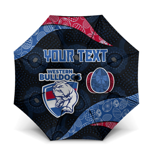Personalized Western Bulldogs Football Umbrella Easter Egg Pattern Red Blue Tribal Dot Art Style