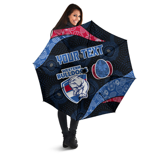 Personalized Western Bulldogs Football Umbrella Easter Egg Pattern Red Blue Tribal Dot Art Style