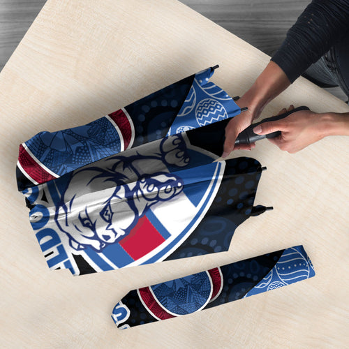 Personalized Western Bulldogs Football Umbrella Easter Egg Pattern Red Blue Tribal Dot Art Style
