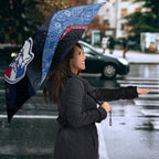 Personalized Western Bulldogs Football Umbrella Easter Egg Pattern Red Blue Tribal Dot Art Style