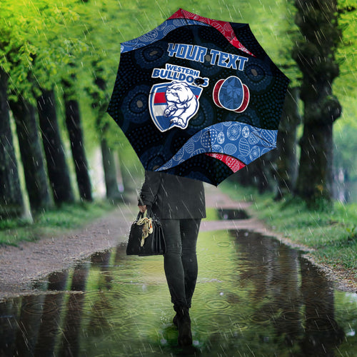 Personalized Western Bulldogs Football Umbrella Easter Egg Pattern Red Blue Tribal Dot Art Style