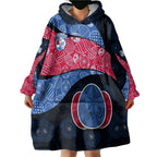 Personalized Western Bulldogs Football Wearable Blanket Hoodie Easter Egg Pattern Red Blue Tribal Dot Art Style
