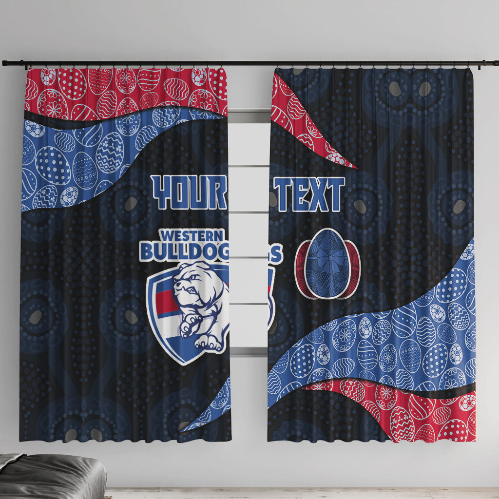 Personalized Western Bulldogs Football Window Curtain Easter Egg Pattern Red Blue Tribal Dot Art Style