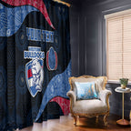 Personalized Western Bulldogs Football Window Curtain Easter Egg Pattern Red Blue Tribal Dot Art Style