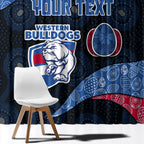 Personalized Western Bulldogs Football Window Curtain Easter Egg Pattern Red Blue Tribal Dot Art Style