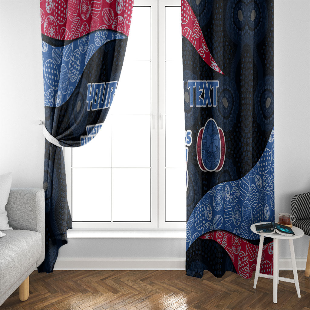 Personalized Western Bulldogs Football Window Curtain Easter Egg Pattern Red Blue Tribal Dot Art Style