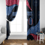 Personalized Western Bulldogs Football Window Curtain Easter Egg Pattern Red Blue Tribal Dot Art Style