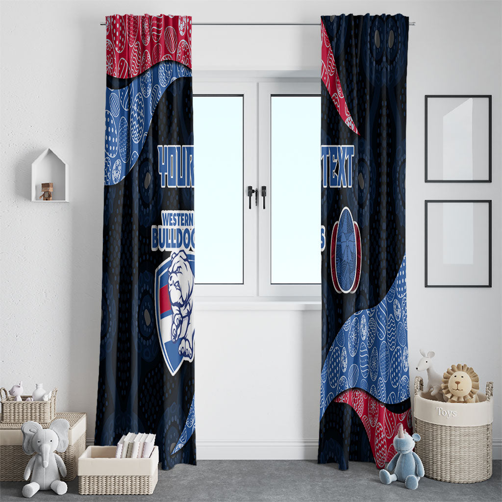 Personalized Western Bulldogs Football Window Curtain Easter Egg Pattern Red Blue Tribal Dot Art Style