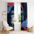 Personalized Western Bulldogs Football Window Curtain Easter Egg Pattern Red Blue Tribal Dot Art Style