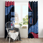 Personalized Western Bulldogs Football Window Curtain Easter Egg Pattern Red Blue Tribal Dot Art Style
