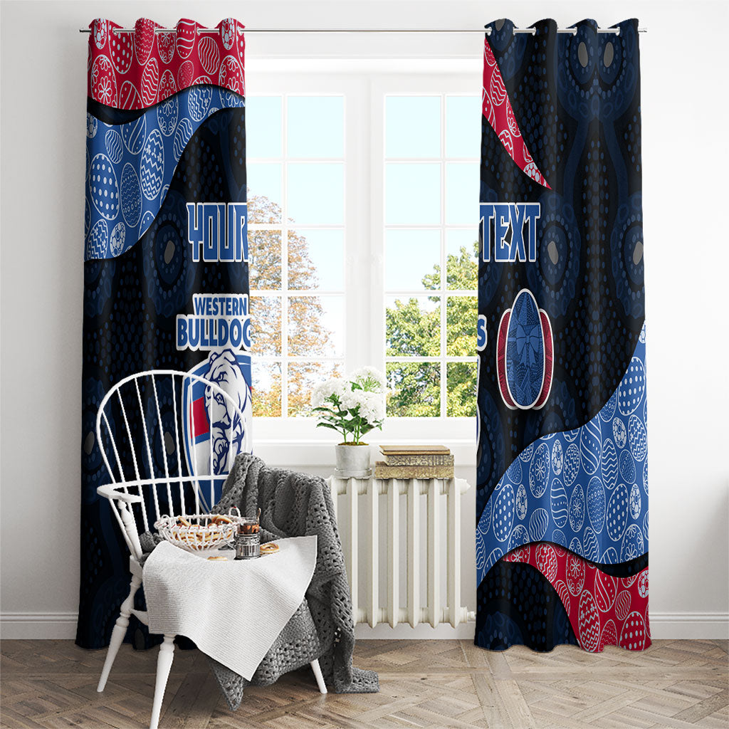 Personalized Western Bulldogs Football Window Curtain Easter Egg Pattern Red Blue Tribal Dot Art Style