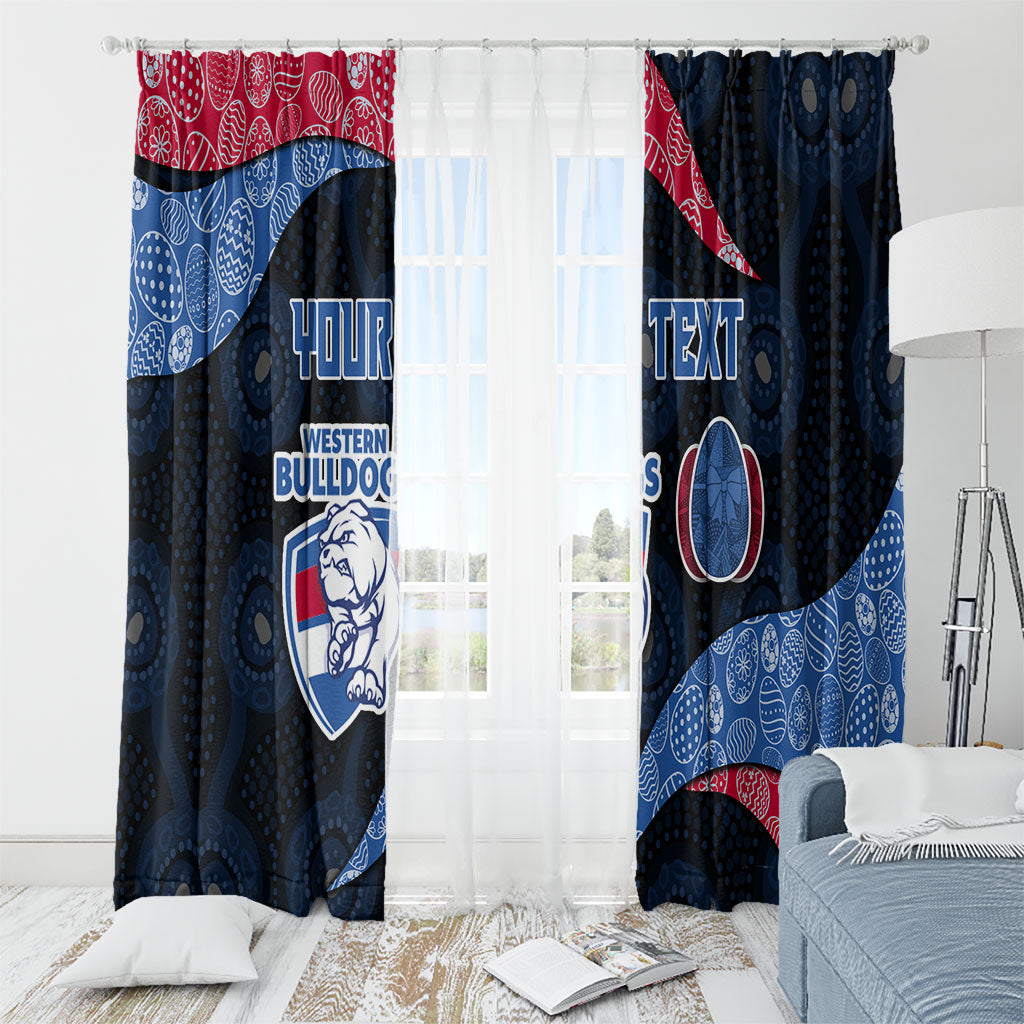 Personalized Western Bulldogs Football Window Curtain Easter Egg Pattern Red Blue Tribal Dot Art Style