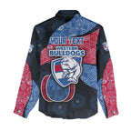 Personalized Western Bulldogs Football Women Casual Shirt Easter Egg Pattern Red Blue Tribal Dot Art Style