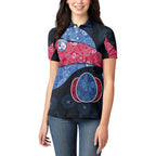 Personalized Western Bulldogs Football Women Polo Shirt Easter Egg Pattern Red Blue Tribal Dot Art Style