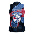 Personalized Western Bulldogs Football Women Sleeveless Polo Shirt Easter Egg Pattern Red Blue Tribal Dot Art Style