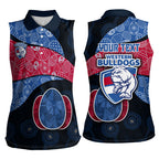 Personalized Western Bulldogs Football Women Sleeveless Polo Shirt Easter Egg Pattern Red Blue Tribal Dot Art Style