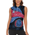 Personalized Western Bulldogs Football Women Sleeveless Polo Shirt Easter Egg Pattern Red Blue Tribal Dot Art Style