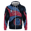 Personalized Western Bulldogs Football Zip Hoodie Easter Egg Pattern Red Blue Tribal Dot Art Style
