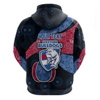 Personalized Western Bulldogs Football Zip Hoodie Easter Egg Pattern Red Blue Tribal Dot Art Style