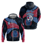 Personalized Western Bulldogs Football Zip Hoodie Easter Egg Pattern Red Blue Tribal Dot Art Style
