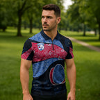 Personalized Western Bulldogs Football Zipper Polo Shirt Easter Egg Pattern Red Blue Tribal Dot Art Style