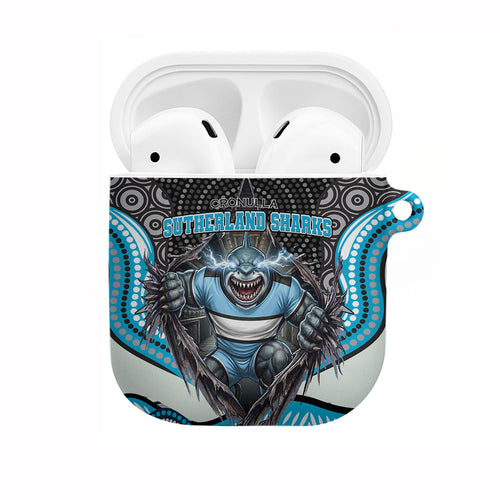 Cronulla Sutherland Sharks AirPods Case The Scream of Lightning Eyes - Indigenous Dot Ripping Effect