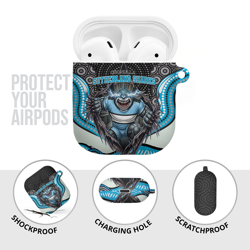Cronulla Sutherland Sharks AirPods Case The Scream of Lightning Eyes - Indigenous Dot Ripping Effect