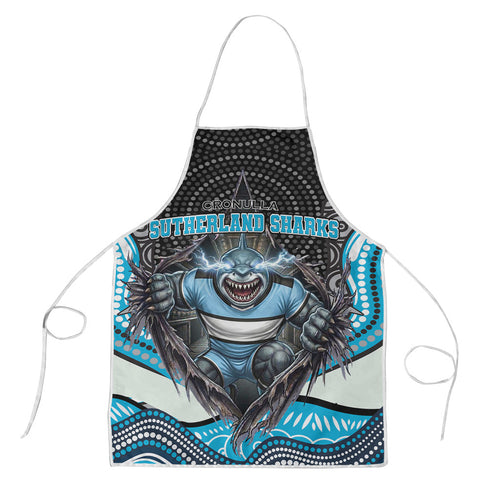 Cronulla Sutherland Sharks Apron The Scream of Lightning Eyes - Indigenous Dot Ripping Effect