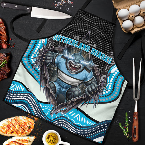 Cronulla Sutherland Sharks Apron The Scream of Lightning Eyes - Indigenous Dot Ripping Effect