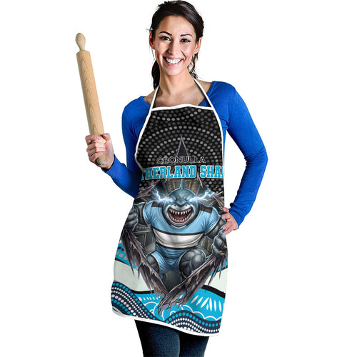 Cronulla Sutherland Sharks Apron The Scream of Lightning Eyes - Indigenous Dot Ripping Effect