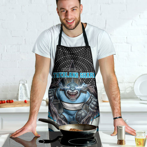 Cronulla Sutherland Sharks Apron The Scream of Lightning Eyes - Indigenous Dot Ripping Effect
