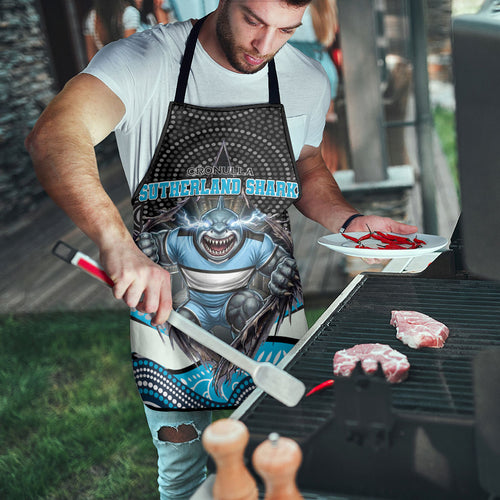 Cronulla Sutherland Sharks Apron The Scream of Lightning Eyes - Indigenous Dot Ripping Effect