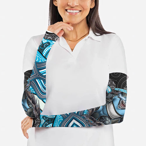 Cronulla Sutherland Sharks Arm Sleeves The Scream of Lightning Eyes - Indigenous Dot Ripping Effect