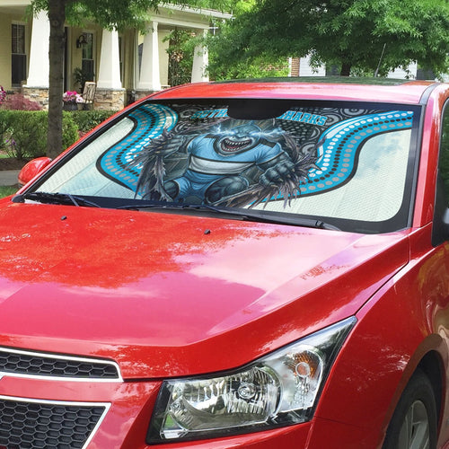 Cronulla Sutherland Sharks Auto Sun Shade The Scream of Lightning Eyes - Indigenous Dot Ripping Effect