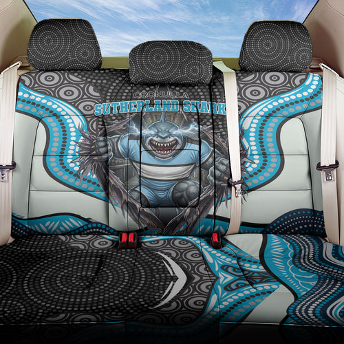 Cronulla Sutherland Sharks Back Car Seat Cover The Scream of Lightning Eyes - Indigenous Dot Ripping Effect