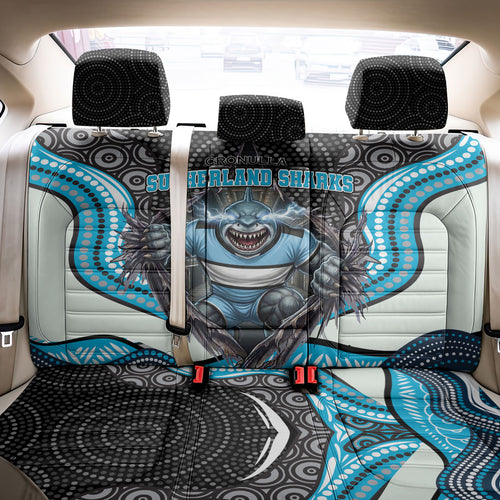 Cronulla Sutherland Sharks Back Car Seat Cover The Scream of Lightning Eyes - Indigenous Dot Ripping Effect