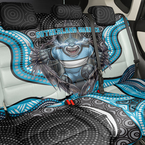 Cronulla Sutherland Sharks Back Car Seat Cover The Scream of Lightning Eyes - Indigenous Dot Ripping Effect