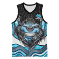Cronulla Sutherland Sharks Basketball Jersey The Scream of Lightning Eyes - Indigenous Dot Ripping Effect
