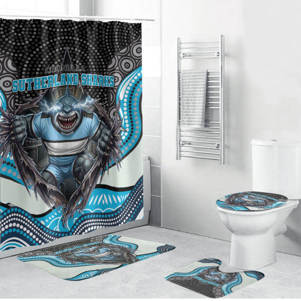 Cronulla Sutherland Sharks Bathroom Set The Scream of Lightning Eyes - Indigenous Dot Ripping Effect