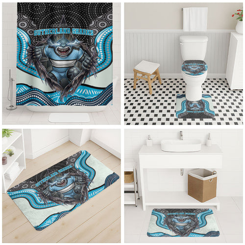 Cronulla Sutherland Sharks Bathroom Set The Scream of Lightning Eyes - Indigenous Dot Ripping Effect