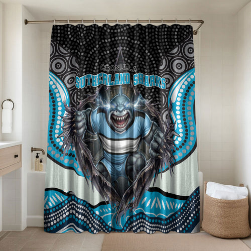 Cronulla Sutherland Sharks Bathroom Set The Scream of Lightning Eyes - Indigenous Dot Ripping Effect
