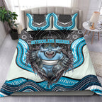 Cronulla Sutherland Sharks Bedding Set The Scream of Lightning Eyes - Indigenous Dot Ripping Effect