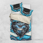 Cronulla Sutherland Sharks Bedding Set The Scream of Lightning Eyes - Indigenous Dot Ripping Effect