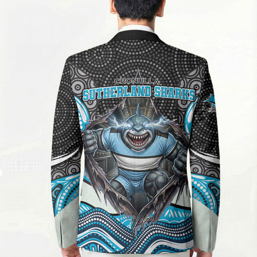 Cronulla Sutherland Sharks Blazer The Scream of Lightning Eyes - Indigenous Dot Ripping Effect