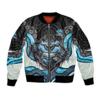Cronulla Sutherland Sharks Bomber Jacket The Scream of Lightning Eyes - Indigenous Dot Ripping Effect