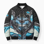 Cronulla Sutherland Sharks Bomber Puffer Jacket The Scream of Lightning Eyes - Indigenous Dot Ripping Effect