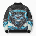Cronulla Sutherland Sharks Bomber Puffer Jacket The Scream of Lightning Eyes - Indigenous Dot Ripping Effect